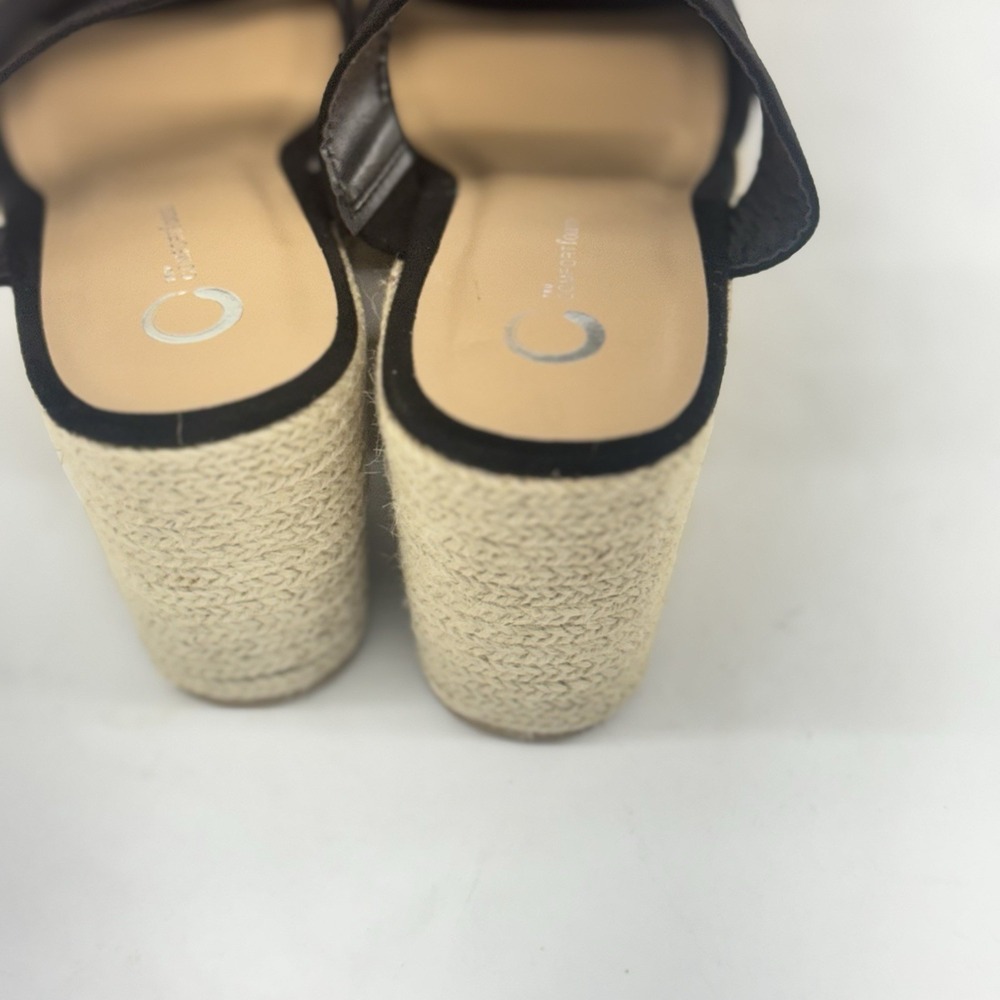 Journee Collection ILYANA Black Suede Wedge Sandal Size 10M New Espadrille - Picture 4 of 4
